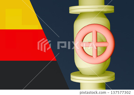 Gas Pipe and Flag of Germany. Natural gas supplies to Germany Gas Pipe and Flag of Germany. Natural gas supplies to Germany 137577302