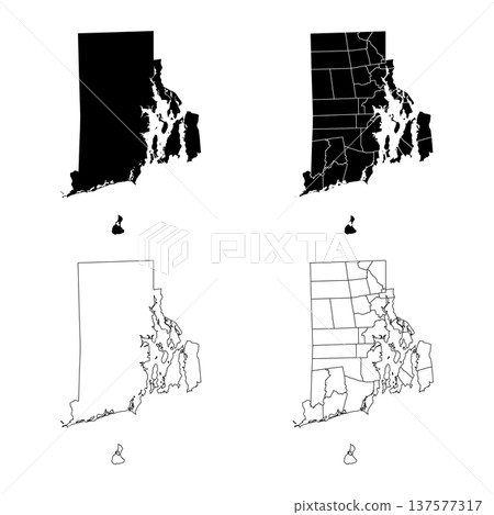 Rhode Island State Outline and Solid Fill Map Set. 137577317