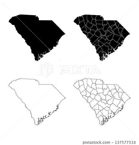 South Carolina State Outline and Solid Fill Map Set. South Carolina State Outline and Solid Fill Map Set. 137577318