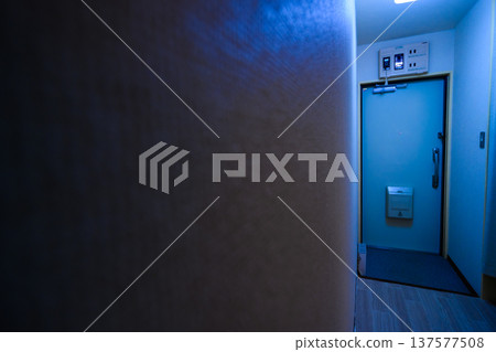 深夜公寓走廊和門口 137577508
