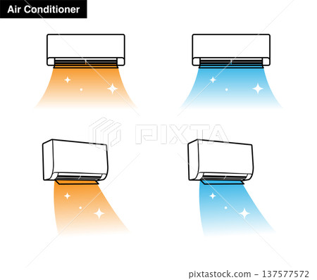 空調機組運轉中－冷氣和暖氣氣流示意圖 137577572