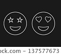 Emoji Faces With Heart Eyes And Star Eyes Outline Icons On Dark Background 137577673