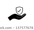Security And Protection Icon Showing Hand Holding Shield. 137577678