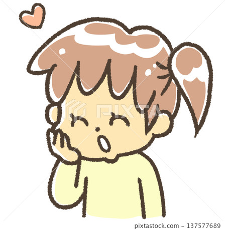 Girl covering her cheek with one hand Girl covering her cheek with one hand 137577689