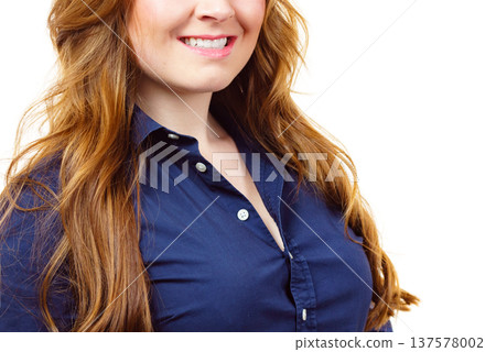 Woman with long healthy brown hair Woman with long healthy brown hair 137578002