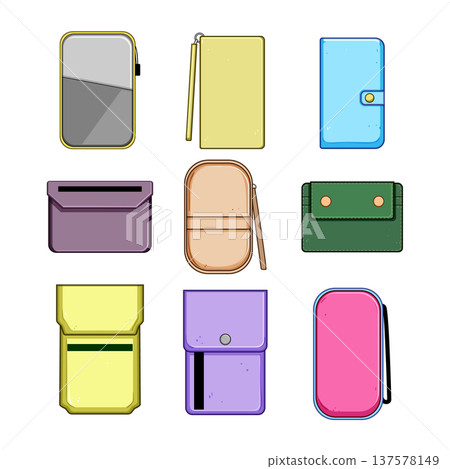 People carrying different wallet and pouch accessories collection 137578149