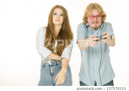 Woman is angry at playing man Woman is angry at playing man 137578153