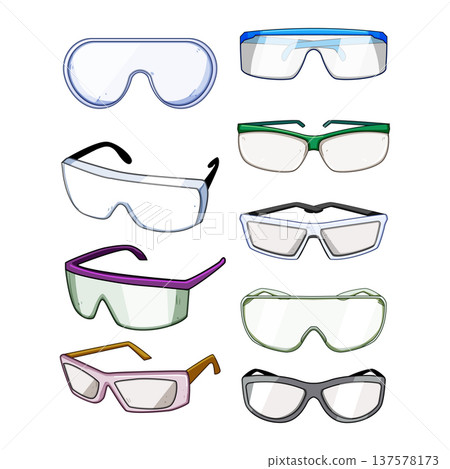 Safety glasses and goggles collection protecting eyes Safety glasses and goggles collection protecting eyes 137578173