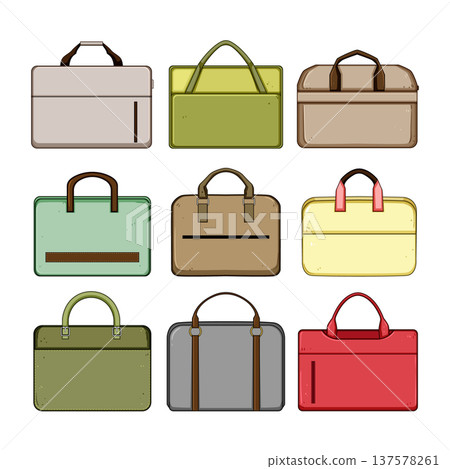 Collection of nine different business briefcases and laptop bags 137578261