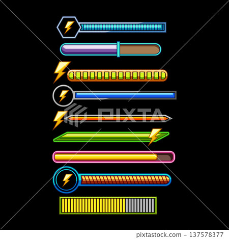Gaming interface energy and progress bars collection 137578377
