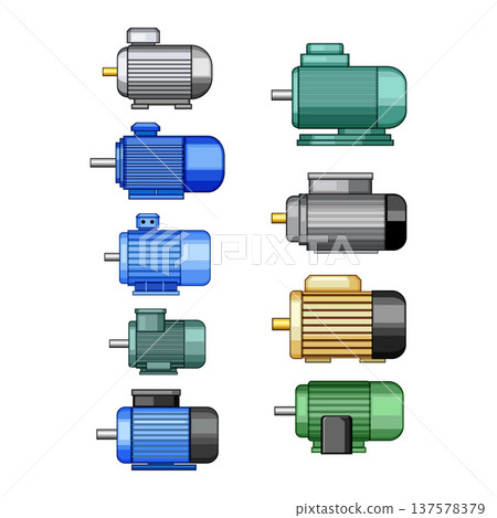 Electric motors representing industrial power and machinery diversity 137578379