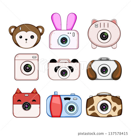 Toy cameras for children with animal designs Toy cameras for children with animal designs 137578415