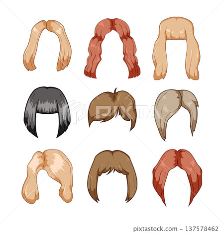 Different female wig hairstyles shaping diverse characters 137578462