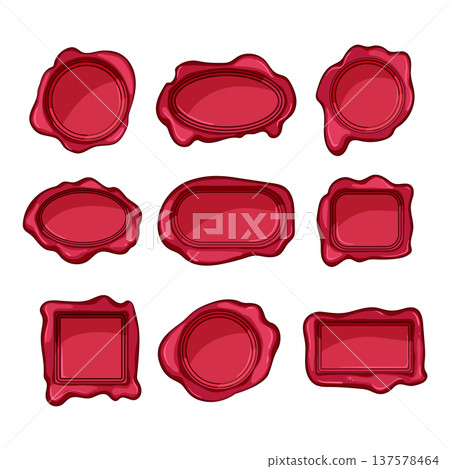 Vintage red wax seals creating official document security Vintage red wax seals creating official document security 137578464