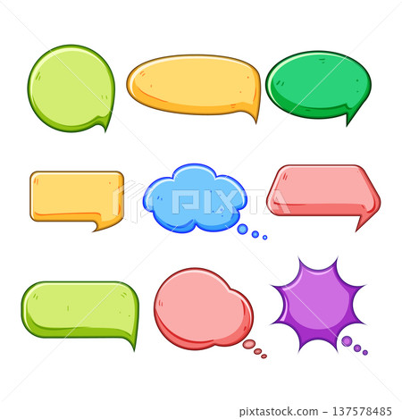 Colorful hand drawn speech and thought bubbles set Colorful hand drawn speech and thought bubbles set 137578485