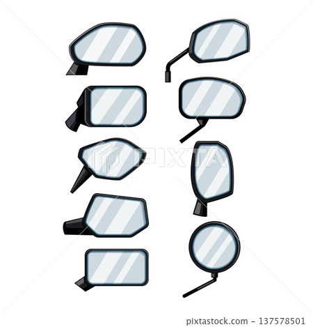 Vehicle side mirror parts collection cartoon illustration 137578501