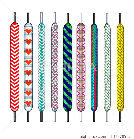 Colorful shoelaces showing diverse patterns and personal style Colorful shoelaces showing diverse patterns and personal style 137578502