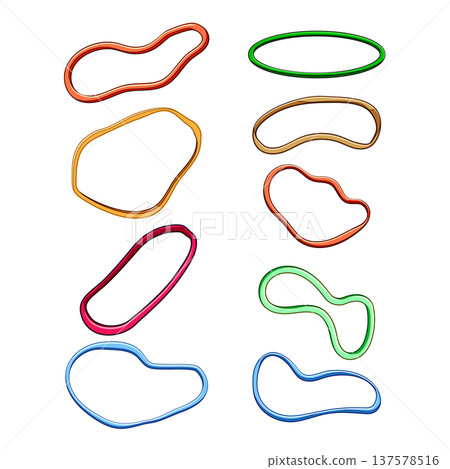 Colorful assorted rubber bands on white background Colorful assorted rubber bands on white background 137578516