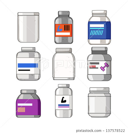 Protein supplement jars and containers for bodybuilding nutrition Protein supplement jars and containers for bodybuilding nutrition 137578522