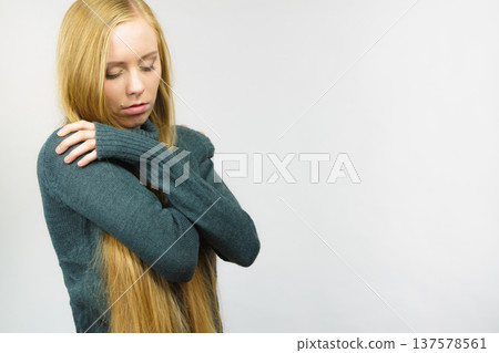 Sad unhappy young female Sad unhappy young female 137578561