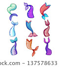 Colorful mermaid tails collection cartoon illustration creative design 137578633