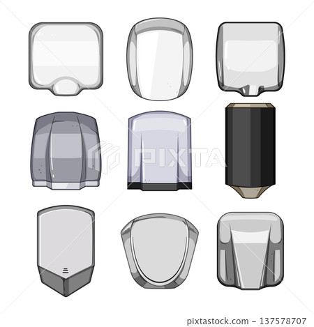 Different modern and vintage hand dryer dispenser collection 137578707