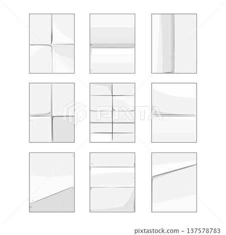 White paper sheets collection with various fold designs White paper sheets collection with various fold designs 137578783