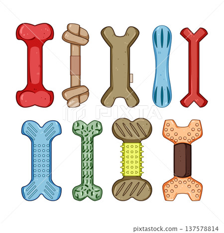 Dog bone toys offering varied chewing experiences for pets Dog bone toys offering varied chewing experiences for pets 137578814
