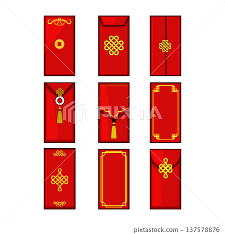 Chinese angpao red money envelopes with various designs 137578876