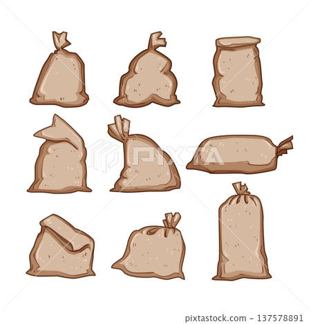 sand bag set cartoon vector illustration sand bag set cartoon vector illustration 137578891