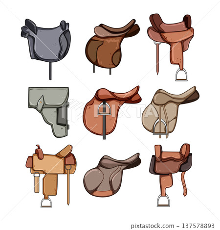 saddle set cartoon vector illustration saddle set cartoon vector illustration 137578893