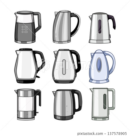 kettle electric set cartoon vector illustration 137578905