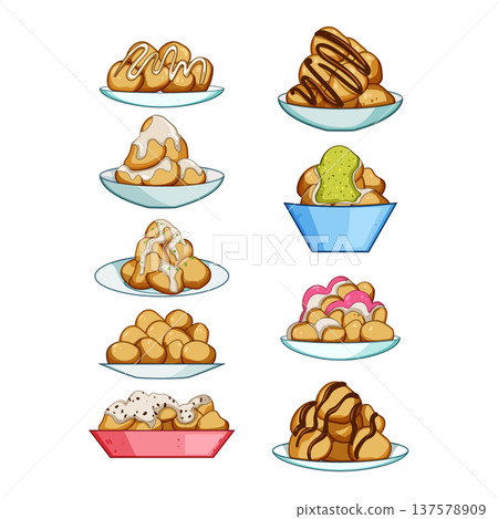 greek loukoumades set cartoon vector illustration greek loukoumades set cartoon vector illustration 137578909