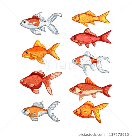 goldfish set cartoon vector illustration 137578910