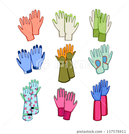 garden glove set cartoon vector illustration 137578911