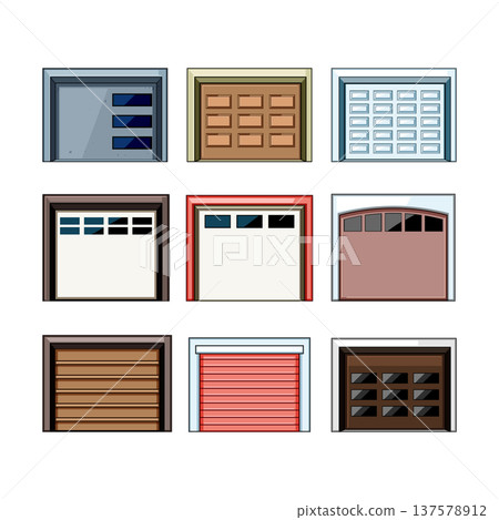 garage door set cartoon vector illustration 137578912