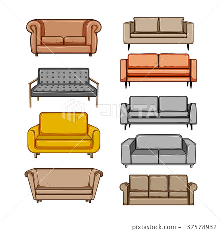 couch leather set cartoon vector illustration couch leather set cartoon vector illustration 137578932