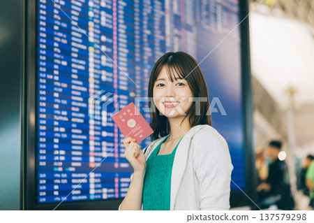 A woman holding a passport at the airport (Photo courtesy of Kansai International Airport (KIX)) A woman holding a passport at the airport (Photo courtesy of Kansai International Airport (KIX)) 137579298