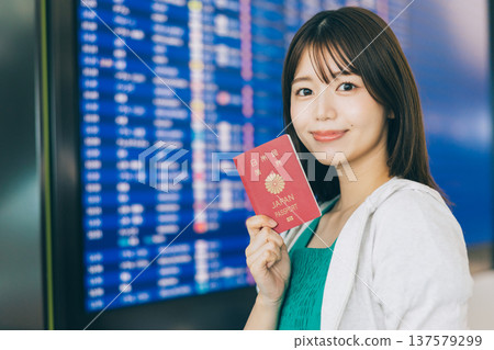 A woman holding a passport at the airport (Photo courtesy of Kansai International Airport (KIX)) A woman holding a passport at the airport (Photo courtesy of Kansai International Airport (KIX)) 137579299