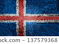 Icelandic flag represented by a stained glass window effect 137579368