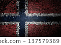 Norwegian flag represented by a stained glass window effect 137579369