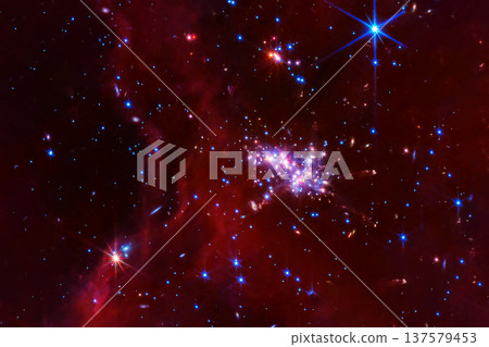 Red galaxy, beautiful space. Elements of this image furnished by NASA 137579453