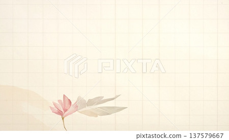 Cream-colored notebook graph paper Natural grid background material 137579667