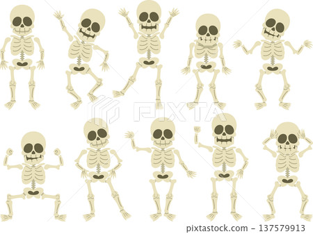 Comical skeleton character pose set 137579913