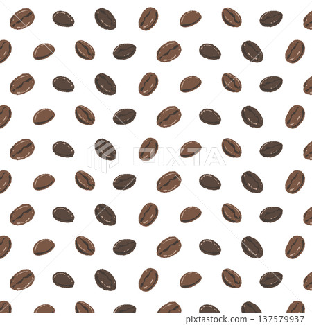 Coffee bean seamless pattern background illustration (brown, alternating) 137579937