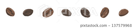 Roasted coffee bean line decoration and decorative border Roasted coffee bean line decoration and decorative border 137579968