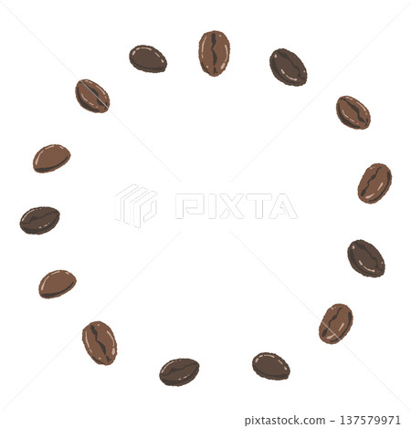 Round frame of roasted coffee beans Round frame of roasted coffee beans 137579971