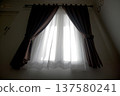 Elegant Window Curtain With Soft Daylight Through Sheer Fabric 137580241
