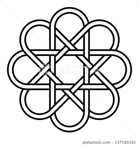 Celtic knot circular symmetry, interwoven loops, ornamental geometric vector design Celtic knot circular symmetry, interwoven loops, ornamental geometric vector design 137580392