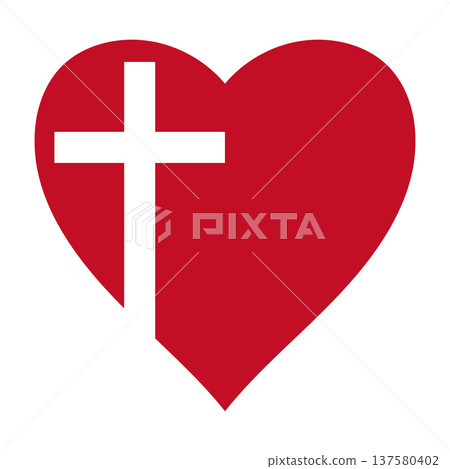 Red heart with Christian cross symbolizing faith, love, devotion Red heart with Christian cross symbolizing faith, love, devotion 137580402